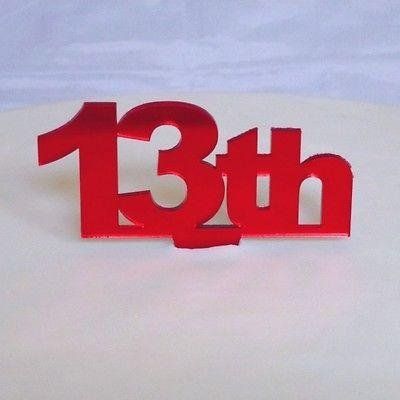 13th Celebration Cake Topper - Red Mirror, 15 cm