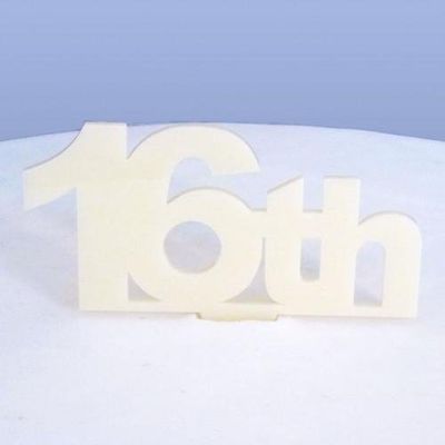 16th Celebration Cake Topper - White, 10 cm
