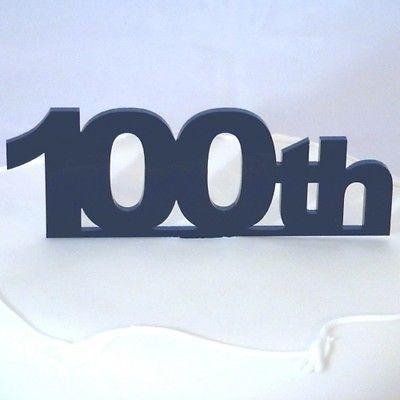 100th Celebration Cake Topper - Black, 10 cm