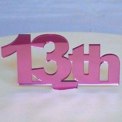 13th Celebration Cake Topper - Pink Mirror, 15 cm