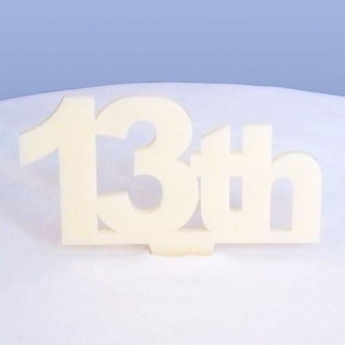 13th Celebration Cake Topper - White, 15 cm