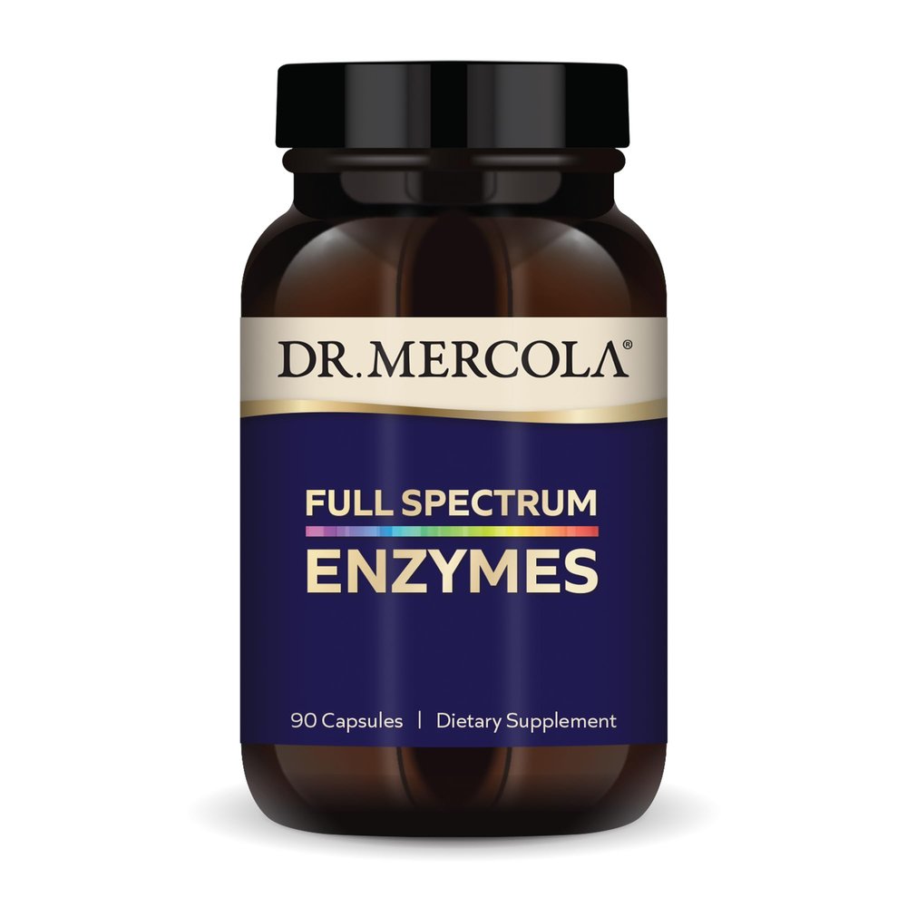 Dr. Mercola Full Spectrum Enzymes - 22 Different Enzymes - Supports Digestive & Immune Health - Helps Digest Carbohydrates, Fats, Proteins & Fiber - Non-GMO, Gluten-Free & Soy-Free - 90 Capsules