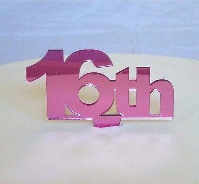 16th Celebration Cake Topper - Pink Mirror, 15 cm