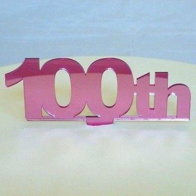 100th Celebration Cake Topper - Pink Mirror, 10 cm