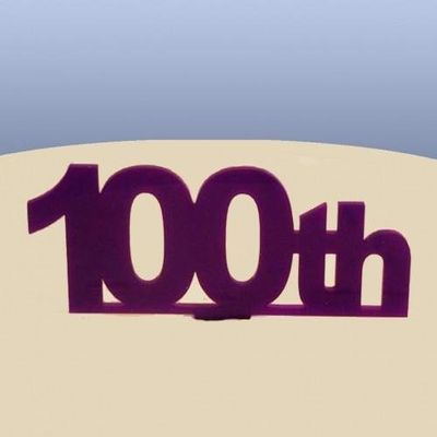 100th Celebration Cake Topper - Purple, 10 cm