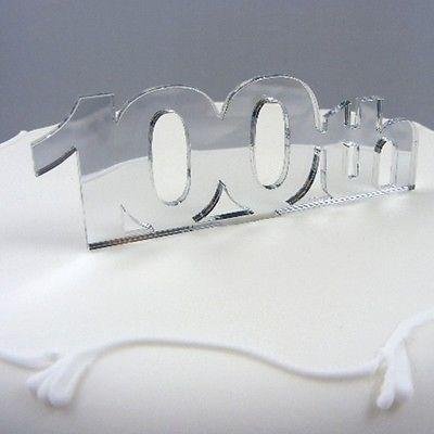 100th Celebration Cake Topper - Mirrored, 15 cm