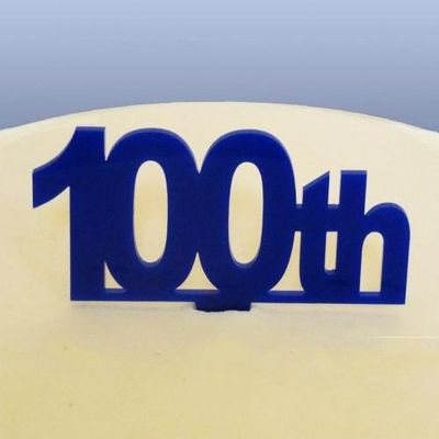 100th Celebration Cake Topper - Blue, 10 cm