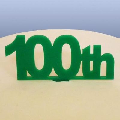 100th Celebration Cake Topper - Green, 10 cm