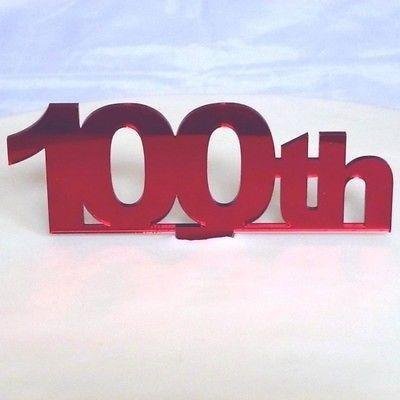 100th Celebration Cake Topper - Red Mirror, 15 cm