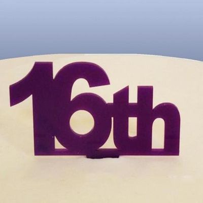 16th Celebration Cake Topper - Purple, 15 cm