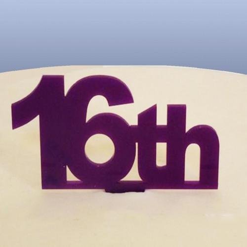 16th Celebration Cake Topper - Purple, 15 cm