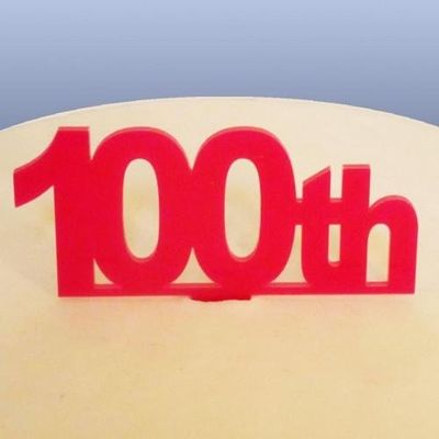 100th Celebration Cake Topper - Pink, 15 cm