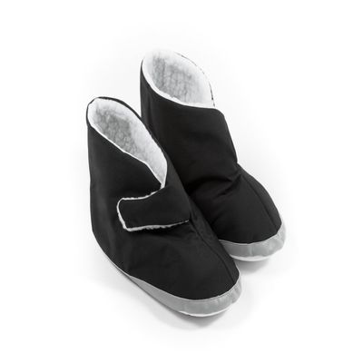 Comfort Finds Mens Edema Boots  Extra Wide & Roomy Swollen Foot Shoes  Soft Adjustable Slippers for Sensitive Skin & Diabetic Feet Relief (Small 7-8 1/2, Black)
