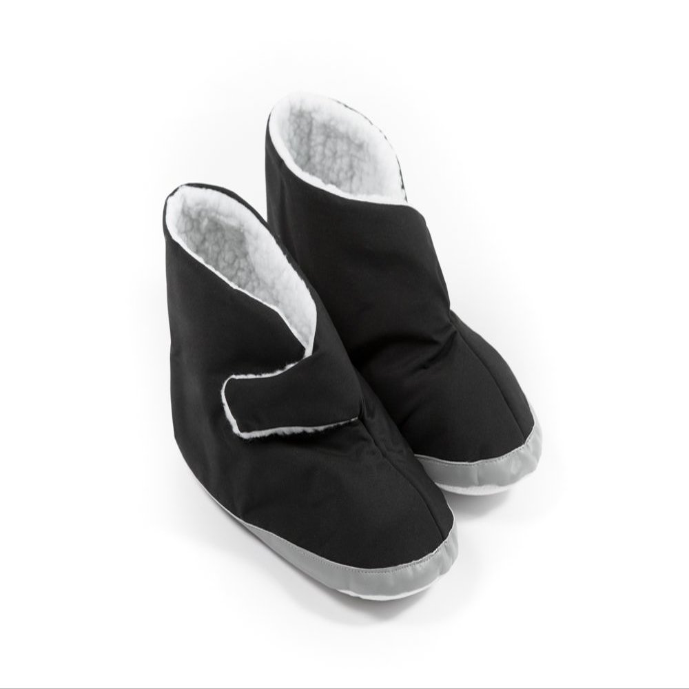 Comfort Finds Mens Edema Boots Extra Wide & Roomy Swollen Foot Shoes Soft Adjustable Slippers for Sensitive Skin & Diabetic Feet Relief (Small 7-8 1/2, Black)
