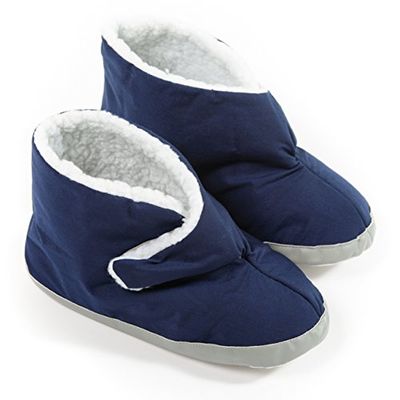 Mens Edema Boots  Extra Wide & Roomy Swollen Foot Shoes  Soft Adjustable Slippers for Sensitive Skin & Diabetic Feet Relief (Medium 9-10 1/2, Navy)