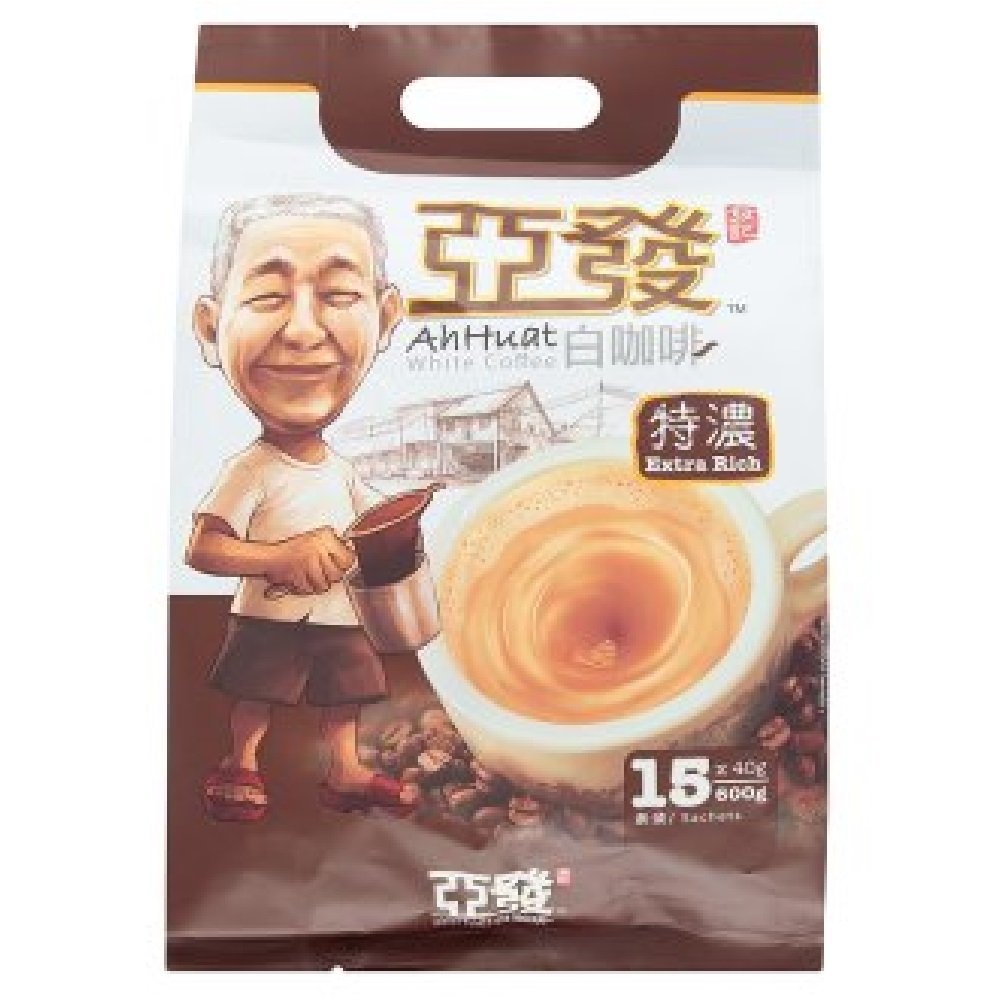 Ah Huat White Coffee (Extra Rich 15 x 40g, 12 Pack)