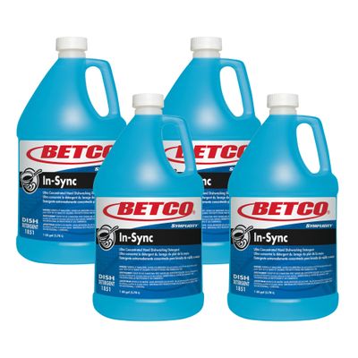 Betco Symplicity In-Sync Dishwashing Detergent, 128 Oz Bottle, Case Of 4
