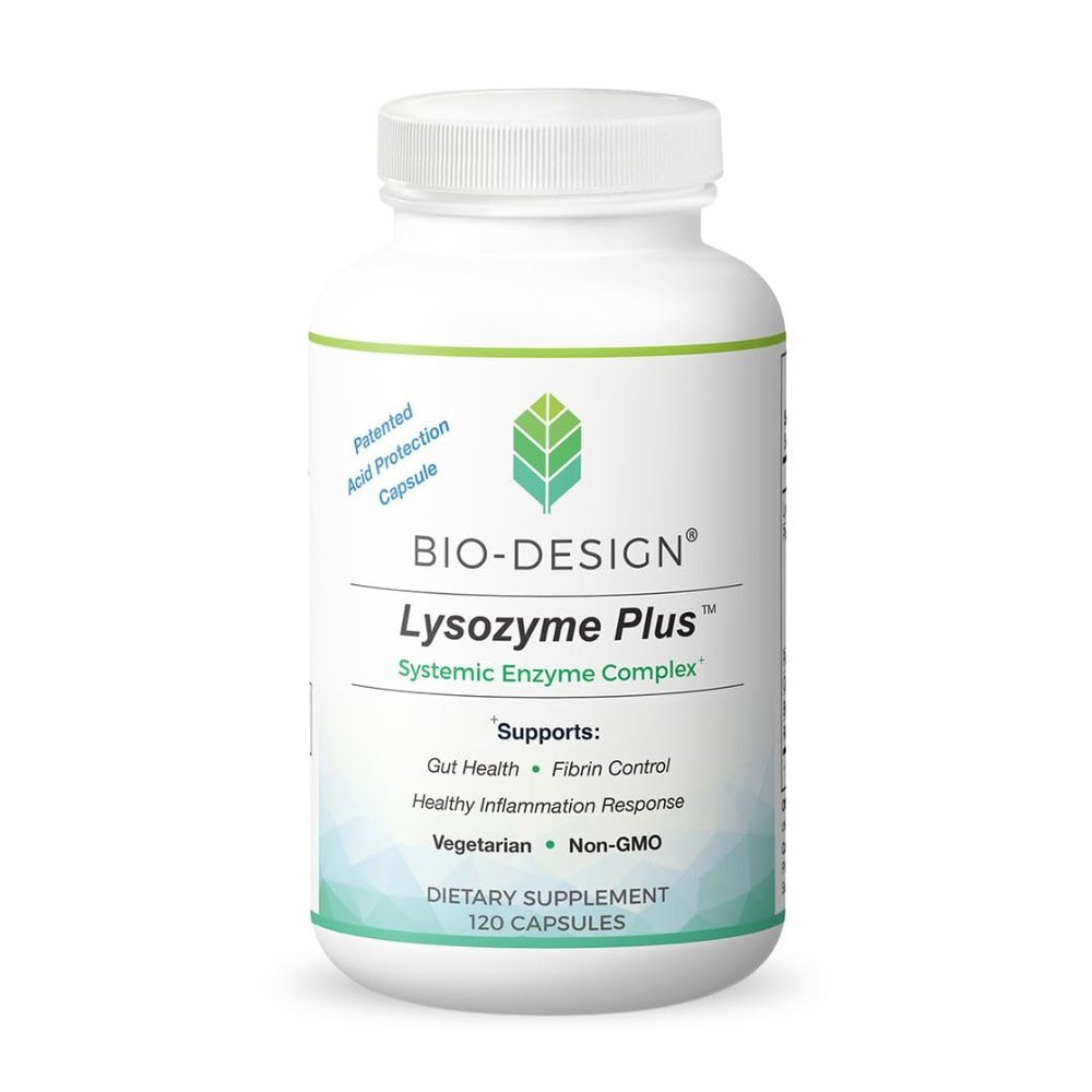 Bio-Design - Lysozyme Plus Systemic Enzyme Complex - Broad Spectrum & Highly Active Vegetarian Enzymes - Supports Gut Health, Fibrin & Inflammation Control - 120 Capsules
