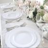 " OCCASIONS " 150 Piece set (25 Guests) Vintage Wedding Party Disposable Dinnerware Set Plastic Plates 10.25'', 7.5'' + Silverware w/double fork (Portofino Plain White) view 4