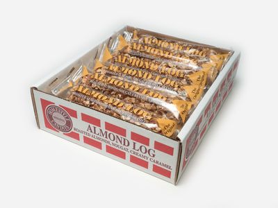 Crown Candy Almond Logs - 12 Individually Wrapped 2.5oz Almond Logs Per Box