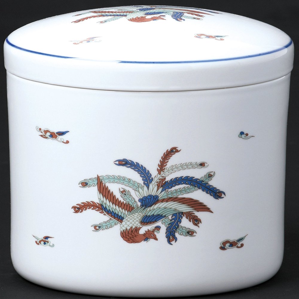 Setomono Honpo White Phoenix Urn, Waist Diameter Approx. 8.3 x 9.6 inches (21.2 x 24.5 cm)
