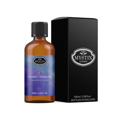 Mystix London | Crown Third Eye Chakra Pure & Natural Essential Oil Blend 100ml - for Diffusers, Aromatherapy & Massage Blends | Perfect as a Gift | Vegan, GMO Free