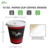 EcoQuality Restaurant Grade 12 Oz Paper Coffee Cups with White Lids - 250 Count Disposable Cups For Hot and Cold Drinks. Great For Tea, Soda, Shops, Cafes, and Concession Stands. view 3