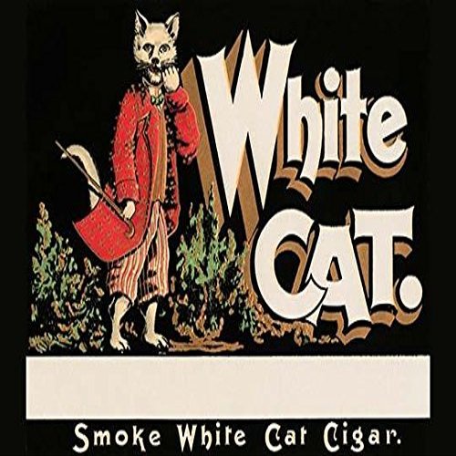 A cigar box label for the White Cat Brand Smoke White Cat Cigar Poster Print by unknown (24 x 36)