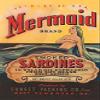 A can label for mermaid brand smoke sardines Made in the USA they were packed in salad oil expressed from soy beans and had salt added The Sunset Packing co of West Pembroke Maine Poster Print by Un view 1