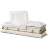 Titan Casket Elegant Orion Series Funeral Casket for Humans - Handcrafted Steel Casket, Luxurious White and Gold Finish & White Crepe Interior, 20-Gauge Steel Adult Size, Adjustable Bed, Gasket Seal view 1
