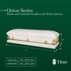 Titan Casket Elegant Orion Series Funeral Casket for Humans - Handcrafted Steel Casket, Luxurious White and Gold Finish & White Crepe Interior, 20-Gauge Steel Adult Size, Adjustable Bed, Gasket Seal view 2