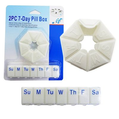 2 Pc Pill Box Organizer 7 Day Weekly Medicine Vitamins Storage Container Travel