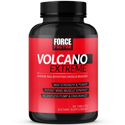 Force Factor Volcano Extreme Pre Workout Nitric Oxide Booster Supplement for Men with Creatine, L-Citrulline,and Huperzine A for Better Muscle Pumps, Strength, Focus, Workout Performance, 90 Tablets