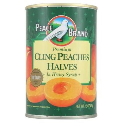 Peace Brand Premium Cling Peaches Syrup 425g (Halves in Heavy, 1 Count)