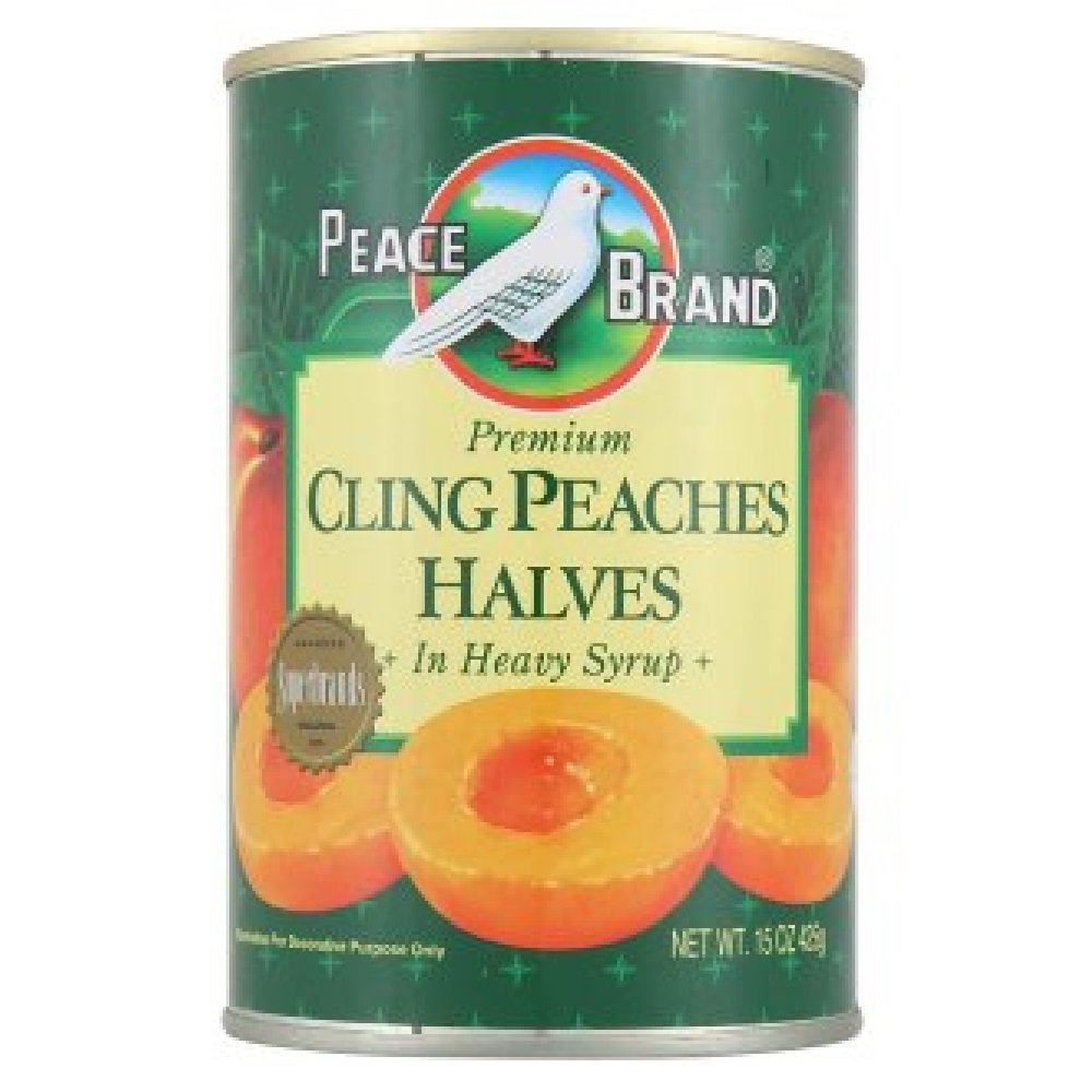 Peace Brand Premium Cling Peaches Syrup 425g (Halves in Heavy, 1 Count)