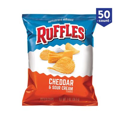 Ruffles Ridge Chips, Cheddar & Sour Cream, 50 Ounce