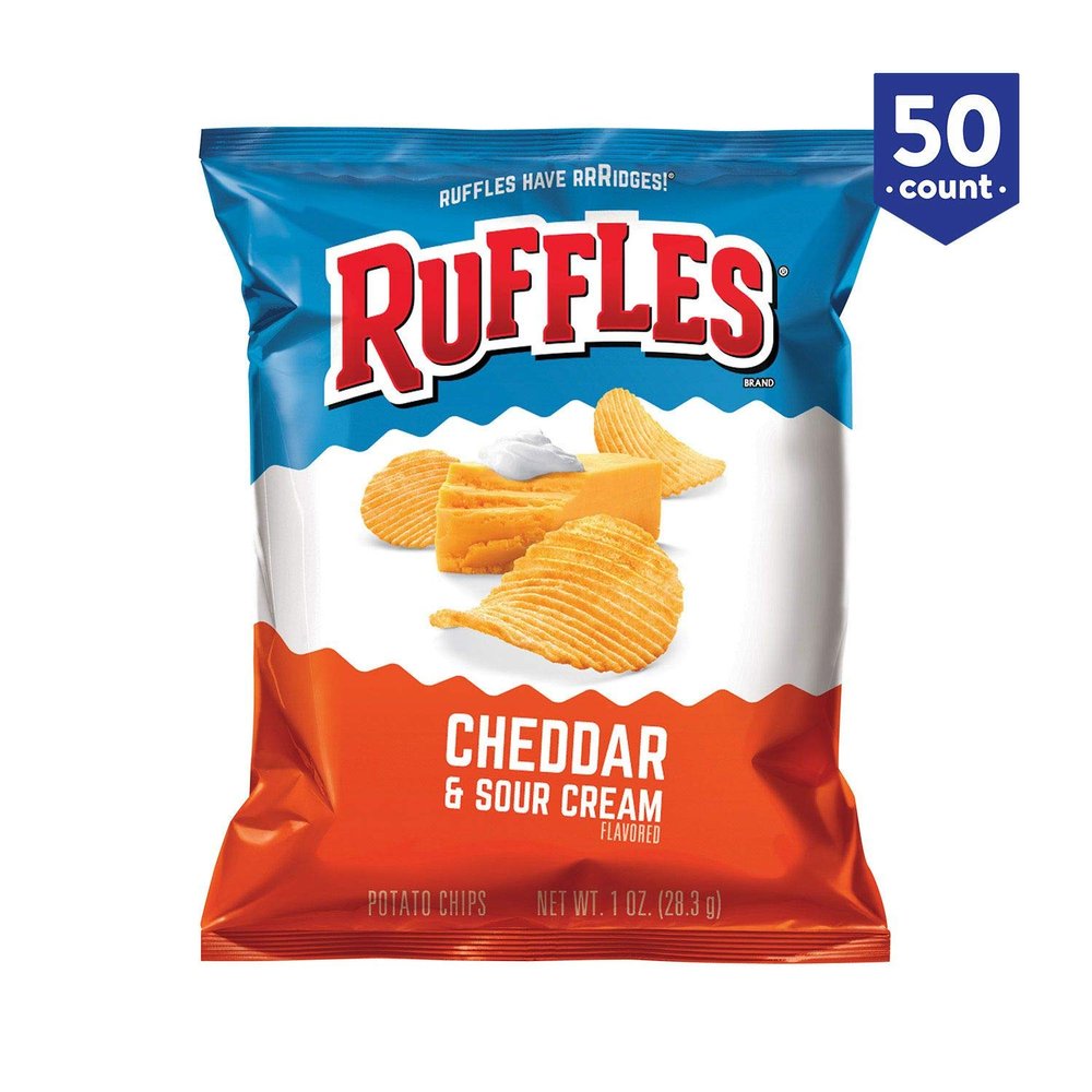 Ruffles Ridge Chips, Cheddar & Sour Cream, 50 Ounce