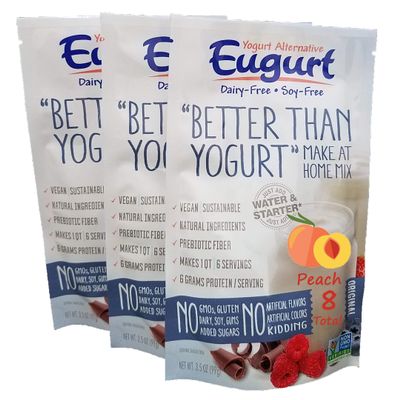 "Better Than Yogurt" Make At Home Mix (Dairy and Soy Free!) (Peach, 8-Pack)