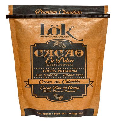 Lk Foods Single Origin Poudre de cacao naturelle de Colombienne, Sans sucre, 200g