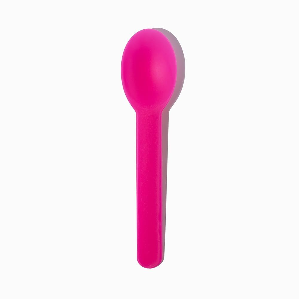 1000-Count Heavy Duty Plastic Ice Cream Spoons Pink Color | Dishwasher Safe & Reusable for Ice Cream, Yogurt | Frozen Dessert Supplies