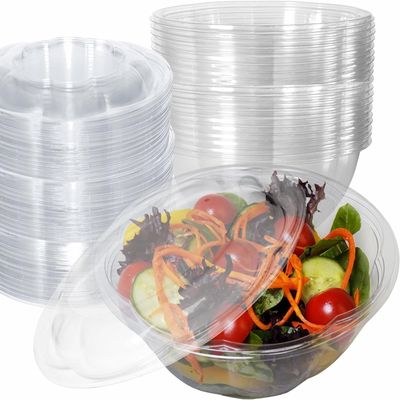 32oz Clear Disposable Salad Bowls with Lids (12 Pack) - Clear Plastic Disposable Salad Containers for Lunch To-Go, Salads, Fruits, Airtight, Leak Proof, Fresh, Meal Prep | Rose Bowl Container (32oz)