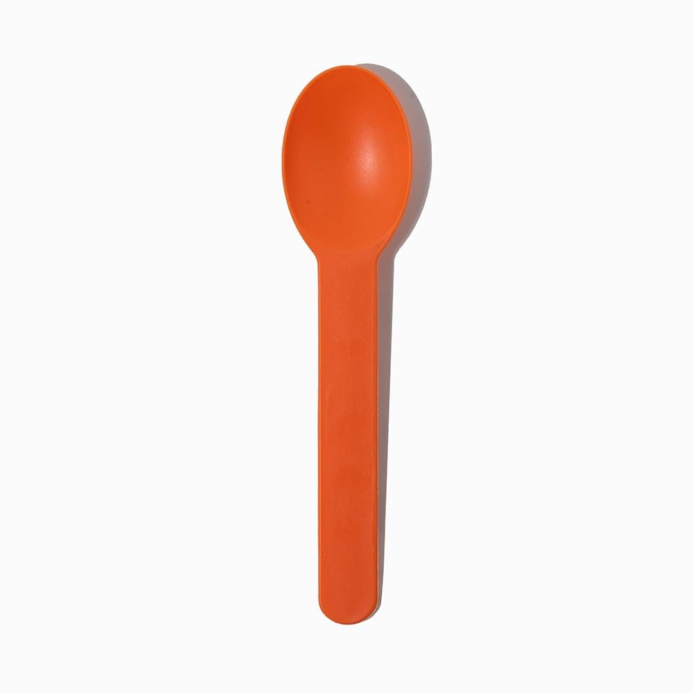 [1,000 Count] Orange Heavy Duty Plastic Spoons - Bulk, Disposable, Dishwasher Safe, and Reusable Frozen Yogurt Ice Cream Spoons - Frozen Dessert Supplies