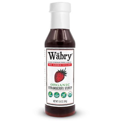 Wbry Organic Strawberry Syrup No Added Sugar  13.8oz (390g), Sweetened with Stevia & Erythritol, Natural Fruit Syrups for Drinks, Pancakes, Shaved Ice, Ice cream, Non-GMO, Dye-Free Snow Cone Syrup
