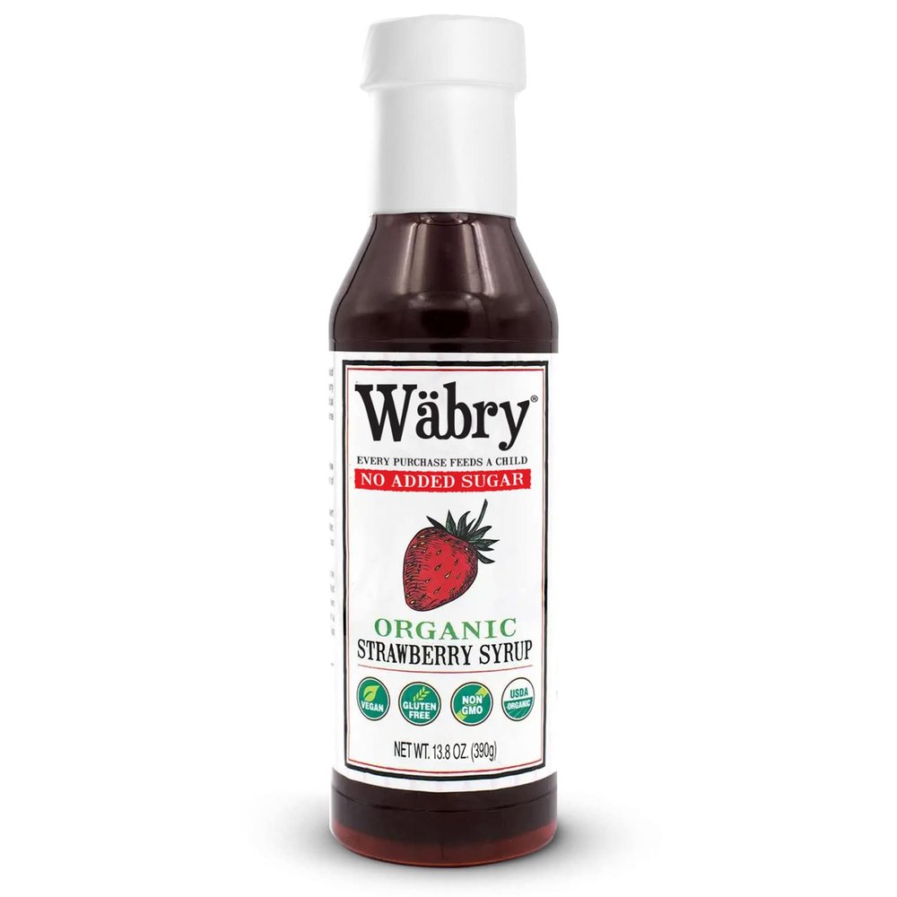 Wbry Organic Strawberry Syrup No Added Sugar  13.8oz (390g), Sweetened with Stevia & Erythritol, Natural Fruit Syrups for Drinks, Pancakes, Shaved Ice, Ice cream, Non-GMO, Dye-Free Snow Cone Syrup