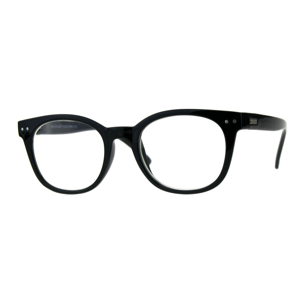 SA106 Womens Flower Print Plastic Horn Rim Reading Glasses Solid Black 2.5
