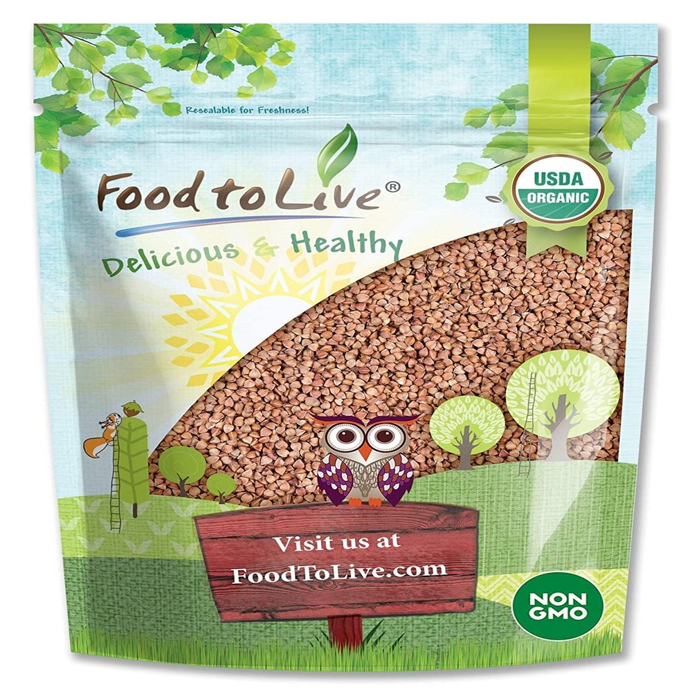 Food to Live Organic Buckwheat Kasha (Grechka, Toasted Whole Groats, Non-GMO, Kosher, Sirtfood, Bulk) by Food to Live 2 Pounds