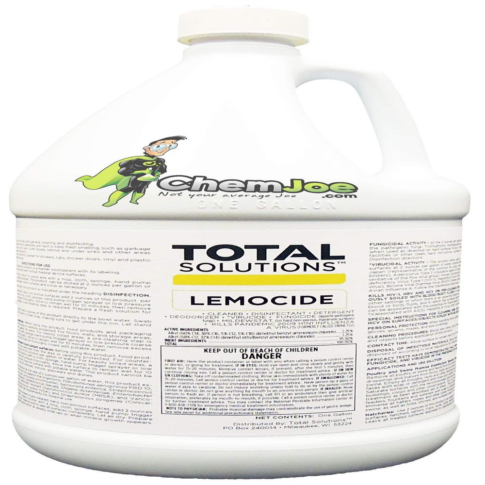 CHEMJOE NOT YOUR AVERAGE JOE .COM Lemocide Cleans and disinfects hard surfaces. Clean lemon scent (6 Gallon Pail)