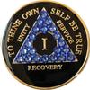 1-50 Year AA Medallion Black Tri-Plate Blue Sapphire Color Crystal Chip view 1