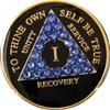 1-50 Year AA Medallion Black Tri-Plate Blue Sapphire Color Crystal Chip view 3