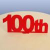 100th Celebration Cake Topper - Red, 15 cm view 1